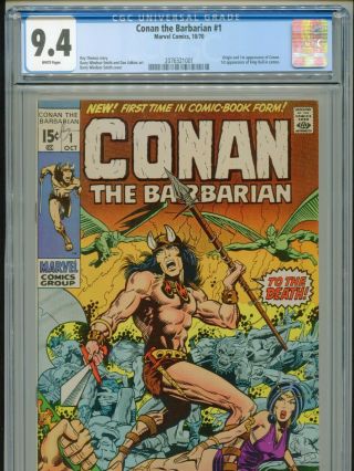 1970 Marvel Conan The Barbarian 1 1st Appearance Conan King Kull Cgc 9.  4 White