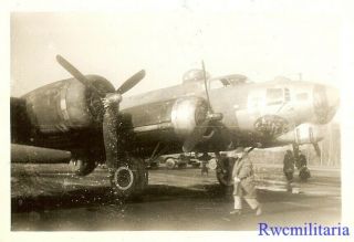 Org.  Nose Art Photo: B - 17 Bomber " Round Tripper " (1)