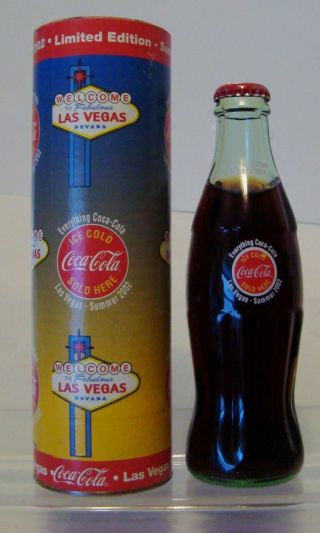 2002 World Of Coca Cola Las Vegas Summer 2002 8 Oz.  Coca Cola Bottle & Tube - G49