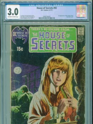 1971 Dc House Of Secrets 92 1st Appearance Swamp Thing Cgc 3.  0 Ow - W Box9