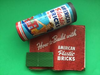 Vtg American Plastic Bricks Building Toy Elgo Inc.  705 Usa,  How To Booklet Vgd
