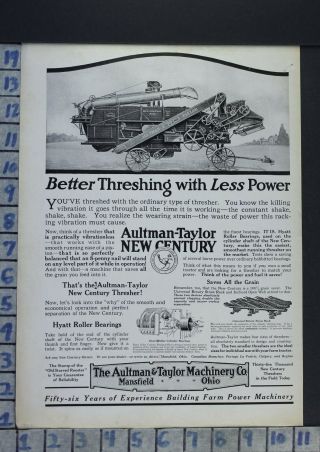 1922 Aultman Taylor Ohio Thresher Agriculture Farm Tractor Machinery Ad Ca86