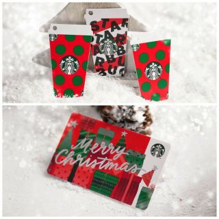 2019 Starbucks Singapore Merry Christmas Paper Card & Red Cup Mini Die - Cut Cards