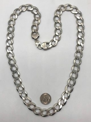 Vtg 925 Sterling Silver 24 " Mens Curb Link Chain Made In Italy - - 94g