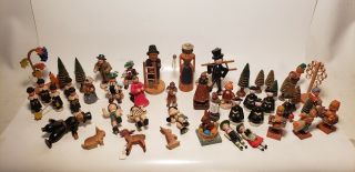 48 Pc Vintage Train Accessories - People - Cars - Tress - German - Christmas?1940s?1950s?