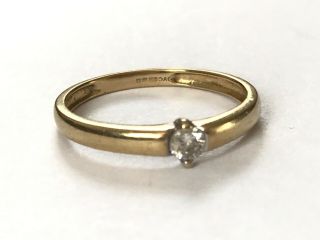 Vintage 9 Ct Gold Diamond Solitaire Engagement Keeper Dress Ring.  Size K / L