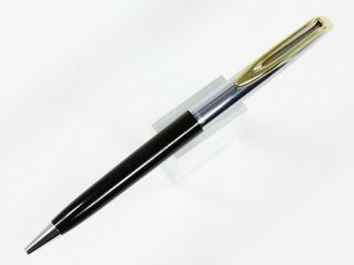 Waterman C/f Twist Action Ballpoint Pen In Black And Chrome With Gold Clip