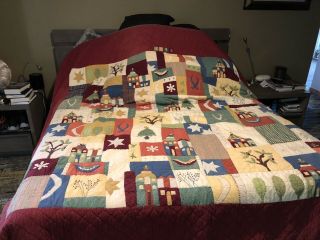Pottery Barn Vintage Christmas Quilt Full/queen F/q