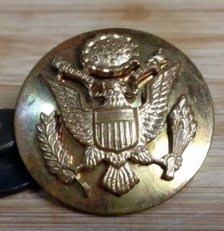 Wwii Gold Brass Eagle Device Us Army Visor Cap Hat Military Emblem Pin Ww2
