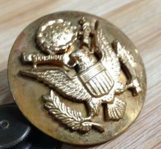 WWII Gold Brass Eagle Device US Army Visor Cap Hat Military Emblem Pin WW2 2