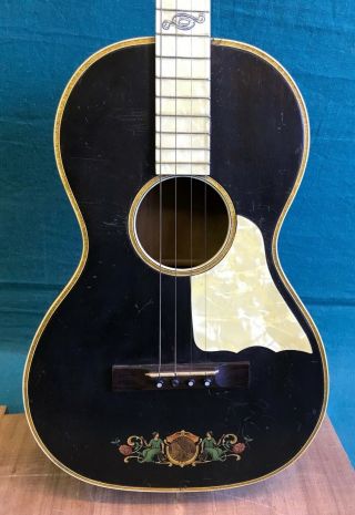 Vintage Stella Tenor Guitar,  Oscar - Schmidt Guitar With Decalcomania