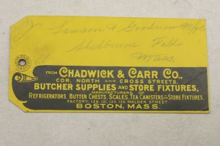 1927 Lamson Goodnow Chadwick & Carr Co Boston Ma Tag Ephemera L964a