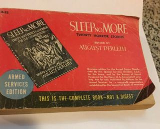 Armed Services Edition Sleep No More August Derleth R - 33 1944 Wwii