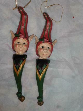 2 House Of Hatten Elf Elves Icicle Christmas Ornament 1994