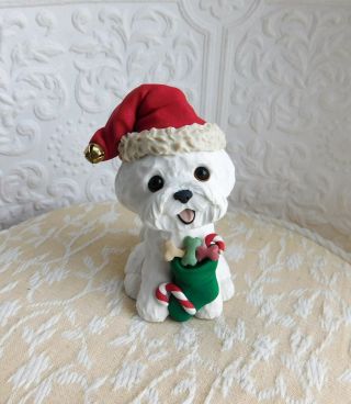 Reserved Item Bichon Frise Christmas Cutie Sculpted By Raquel At Thewrc Ooak
