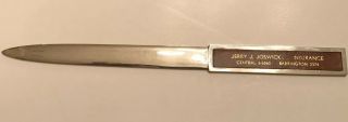 Vintage 1950s Leather And Chrome Advertising Letter Opener Ruler