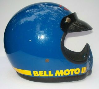 1975 Vintage Bell Moto Star Iii Blue Motorcycle Racing Helmet With Visor 7 3/8