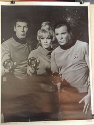Vintage Black & White Poster Spock Rand Kirk Star Trek 17.  5” X 23”