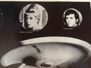 Vintage Black & White Poster Crew & Enterprise Star Trek 23” X 36” 3