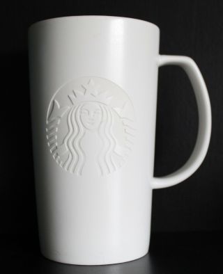 Starbucks Siren Mermaid Logo Mug 16 Fl.  Oz G Grande Large White Embossed 2015 Euc