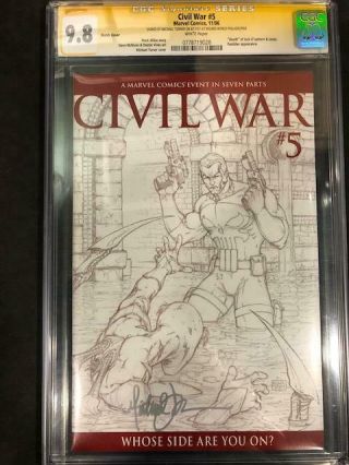 Civil War 5 Sketch 1:75 Variant Cgc Ss 9.  8 Signed By Michael Turner
