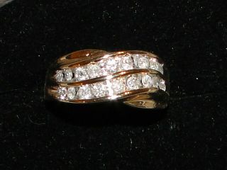 Vintage Men’s 14k Yellow Gold Diamond Cluster Ring Mans Casino Band Size 12.  5