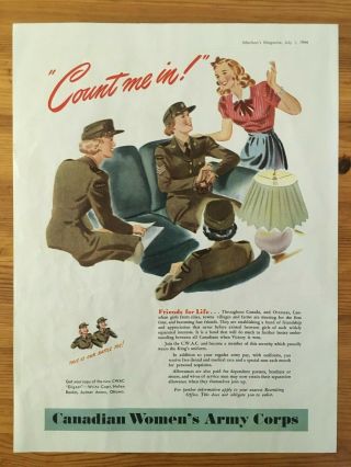 1944 Wwii Ad Canada Recruiting Cwac Canadian Women 