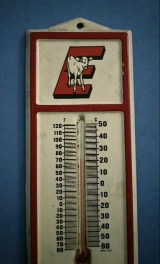 Vintage Eastern AI Co - Op tin metal Thermometer farm cow feed seed advertising 2