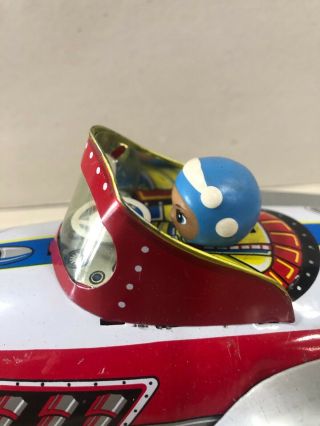 Tin Friction Powered MF - 742 Rocket Racer Space Ship Metal Toy 2