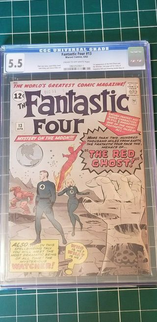 Fantastic Four 13 1963 1st App Of Watcher And Red Ghost Cgc Graded 5.  5