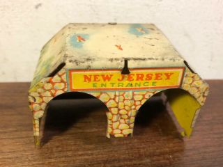Vintage Tin Litho Unique Art Mfg Lincoln Tunnel Jersey Tunnel Only Part Toy