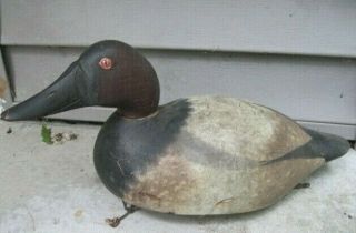 Vintage Hand Made Wood Duck Decoy Very Early Unknown Artist Glass Eye
