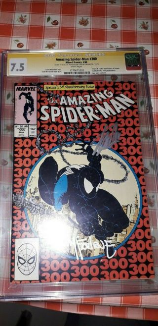 Spiderman 300 Cgc 7.  5 Signed Stan Lee And Todd Mcfarlane