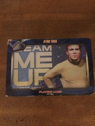 Star Trek Beam Me Up Tos Kirk Spock Playing Cards Set In Tin Metal Case 2009