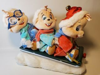2006 Gemmy Alvin And The Chipmunks Sledding Singing Christmas Plush