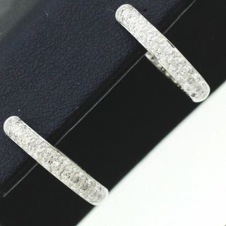 Vintage Estate 14k Solid White Gold 1.  10ctw Diamond In - And - Out Hoop Earrings