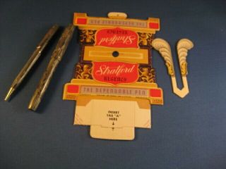 Stratford Fountain Pen And Pencil Set And A Nos Die Cut Pen Display