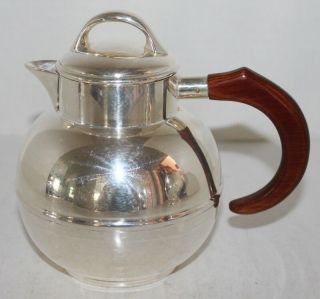 Vtg Silverplate Tea Pot - S F Co - Individual W/wood Handle - Stamped On Bottom