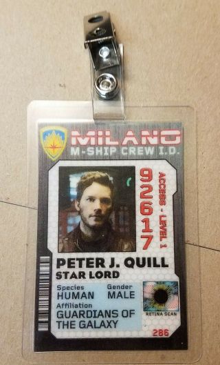 Guardians Of The Galaxy Ship Crew Id Badge - Peter J.  Quill Costume Cosplay