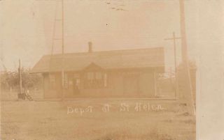 St Helen Michigan Train Station Depot Real Photo Vintage Postcard Jh230213