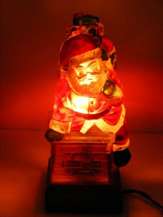 Vtg Old World Christmas Santa In Chimney Light Claus St.  Nick Hand Painted Glass