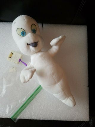 14 " Talking Casper Ghost Plush Toy With Glow In The Dark Eyes 1994