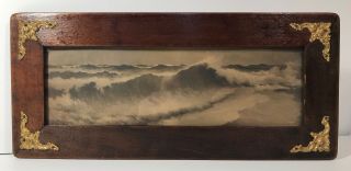 Charles J Hagberg 1901 Print Of A Coastal Seascape Painting In Oak Frame