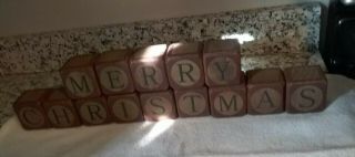 Vintage Wooden Blocks Spell Merry Christmas 2 X 2