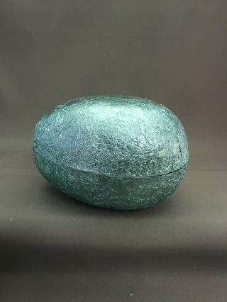 Vintage West Germany Turquoise Blue Foil Easter Egg Container Candy Box