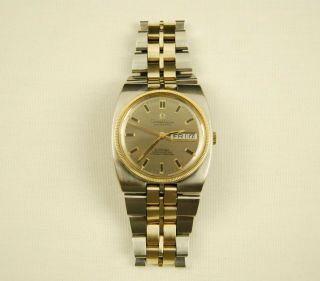 Vintage Omega Constellation 24j Automatic Day - Date Gold - Filled Stainless Watch