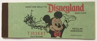 Vintage Disneyland Ticket Book 1975 A B D E Admission