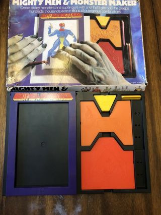Vintage 1979 Tomy Mighty Men & Monster Maker Drawing Kit W/box Almost Complete