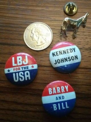 Campaign Buttons - - Kennedy/johnson/goldwater - - 1960 & 1964 Elections - - Dem & Gop