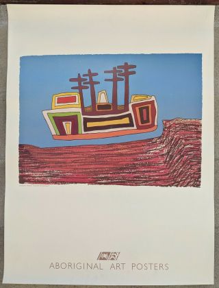 Kartiya Boat Jimmy Pike Aboriginal Art Poster Silk Screen Print On Canvas